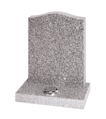 Honed Cornish Granite memorial of simple Ogee shape and center flower container