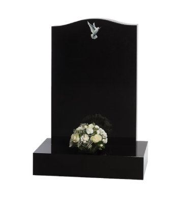 Black granite headstone with ogee top, 6inch base and taller head plate.