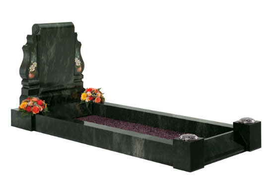 Imperial green granite kerb memorial, this is an example of using the Newsham with the Stamford headpiece.