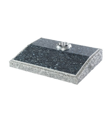 Blue Pearl granite desk with flat for flower container and rustic edges.